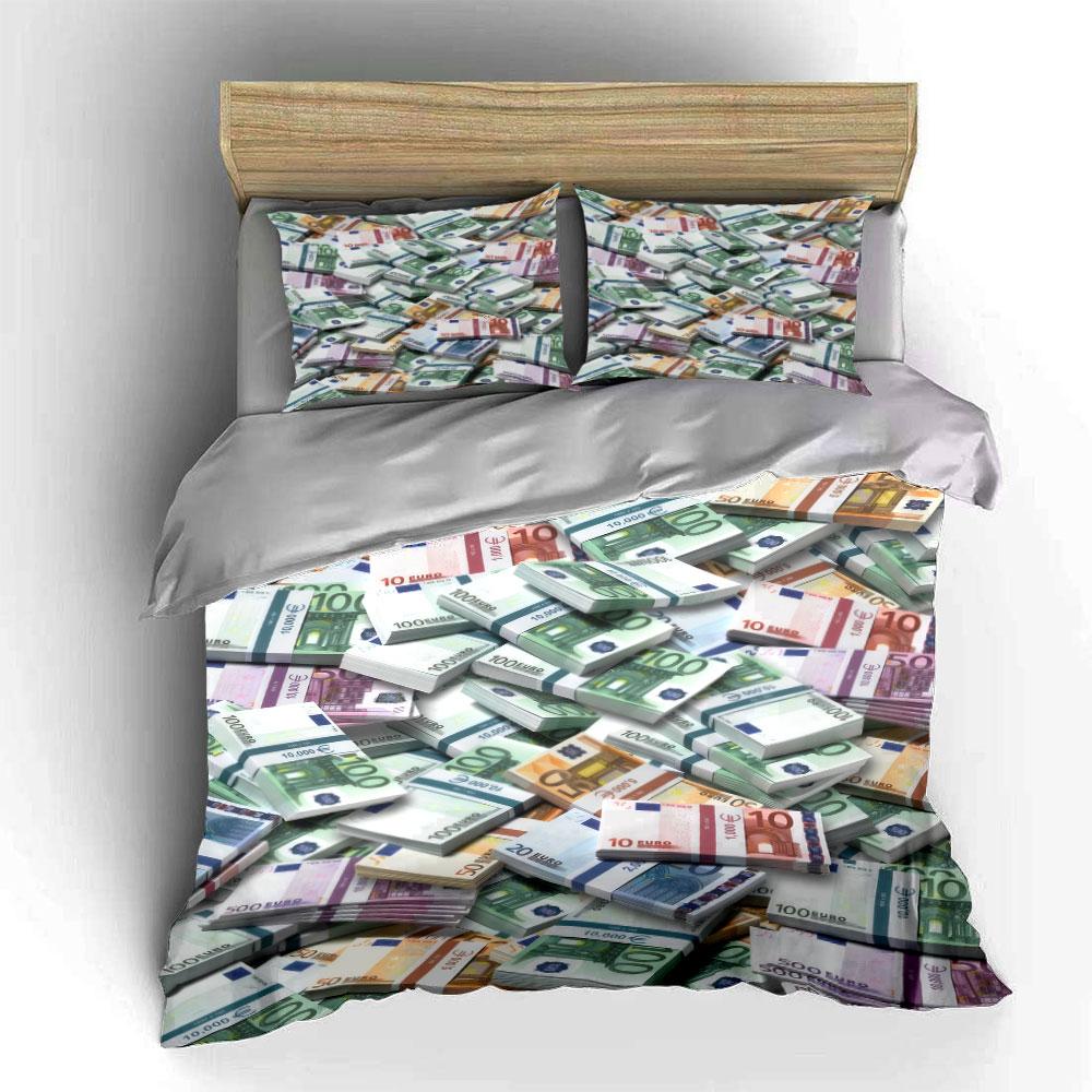 Luxury Money Print Home Decor Bedding Set With 1 Duvet Cover 2 Pillowcases Single Double King Queen, Gift