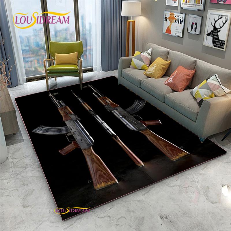 3D Geweer Pistool Revolver Wapen Cartoon Gebiedskleed, Tapijt Kleed voor Woonkamer Slaapkamer, Kind Keuken Deurmat Badkamer Antislip Vloermat