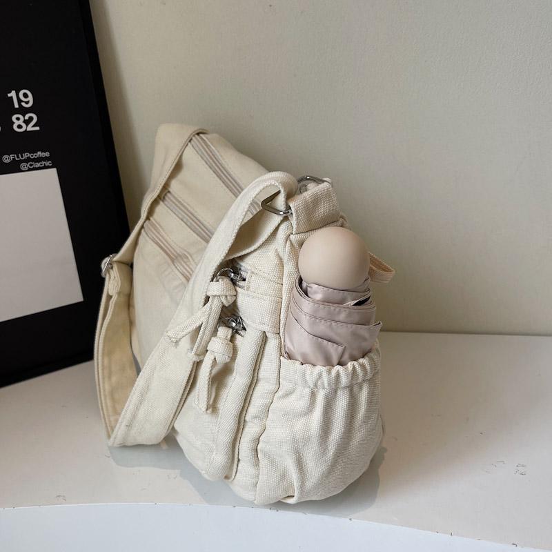 Płócienna torba damska o dużej pojemności na ramię, torba tote w stylu vintage, wielowarstwowa torba crossbody