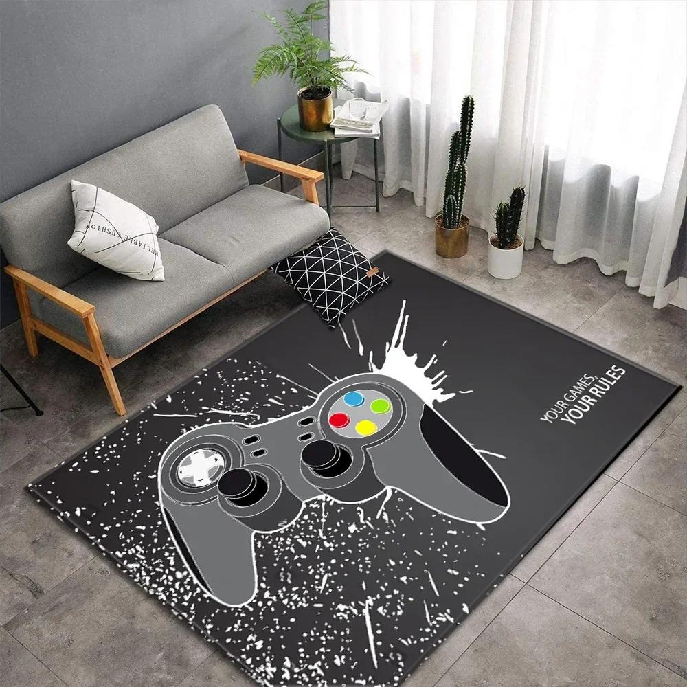 Cartoon Game Console Carpet for Living Room Video Game Children Player Area Rug Soft Anti-slip Bedroom Entrance Floor Mat