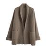 Cárdigan de punto para mujer con diseño de bolsillo, otoño invierno, ropa femenina sólida con cuello en V, manga larga casual holgado, abrigo diario