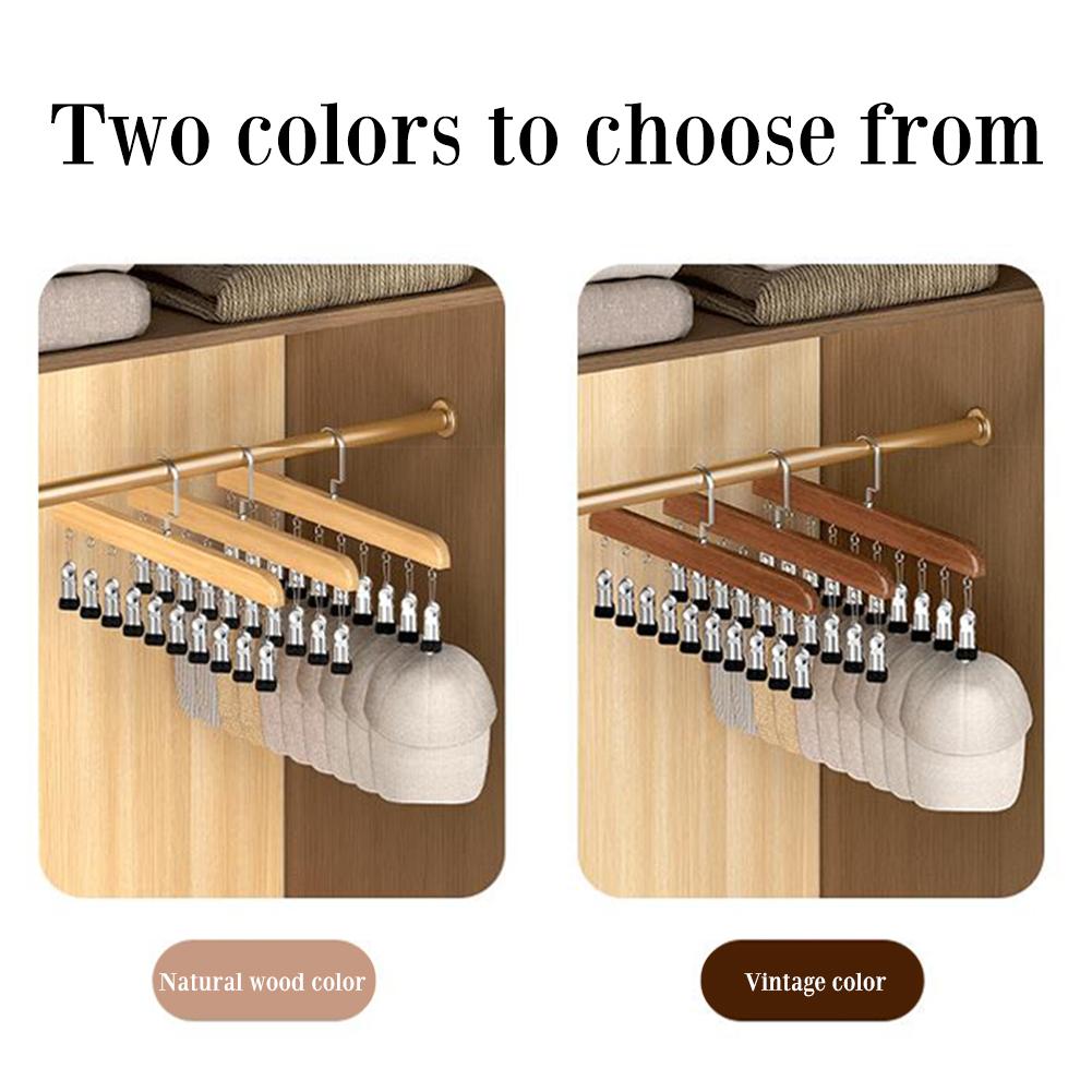 Wooden Hat Display Rack For Bedroom Organization Versatile Multi-Clips Protecting & Organize Hats/Accessories. Entryway Storage