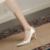 White rhinestone high heels autumn and winter new pointed head shallow mouth stiletto dinner bride wedding shoes
