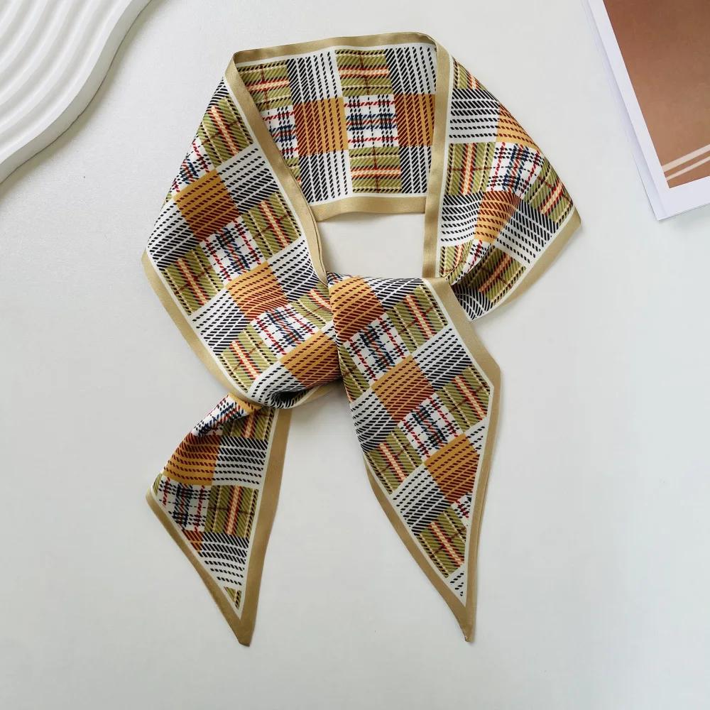 s Women Scarf lady Wraps Elegant Floral Dot Spring Summer silk scarves square Head Neck Hair Tie Band Neckerchief skinny