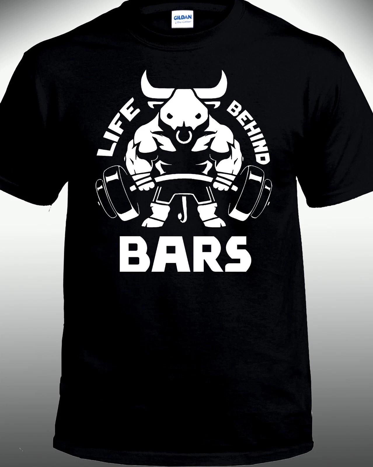 Life Behind Bars Bull Gym Weight Lifting Workout Training T-shirt 4XL