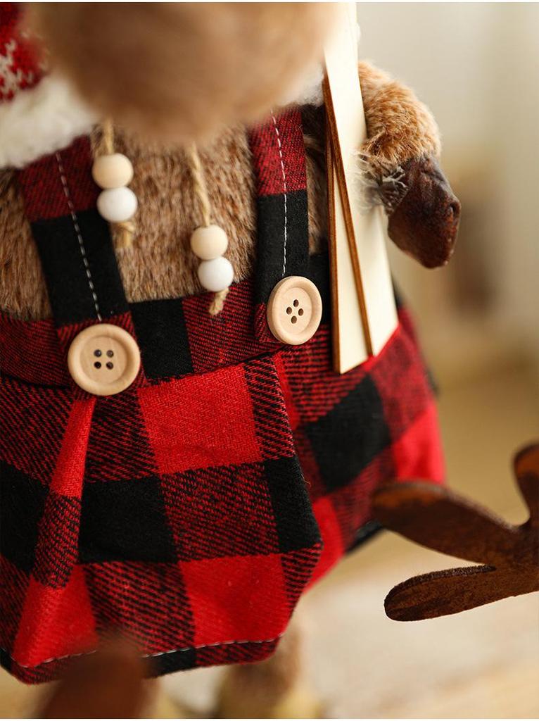Large Retractable American Cartoon Plush Elk Christmas Ornament Doll