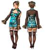 Clearstone SugarWhip Cosplay Halloween Restraint Cheongsam, Peacock, Women's, Blue