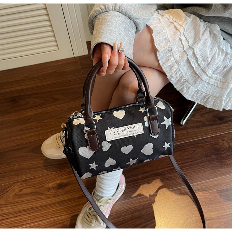Love Printing Contrasting Color Handbag Women's Summer New Sweet and Fresh Shoulder Bag Fashionable Oblique Span Bag
