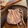 Lychee Pattern Drawstring Bucket Bag Women's Crossbody Shoulder Bag