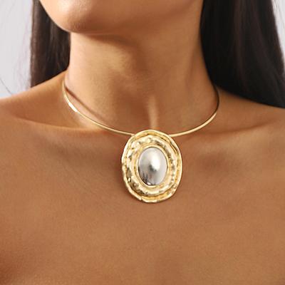 Gypsy Exaggerated Heavy Metal Torques Choker Necklace for Women Chunky Big Round Pendant Grunge Jewelry Steampunk Men New
