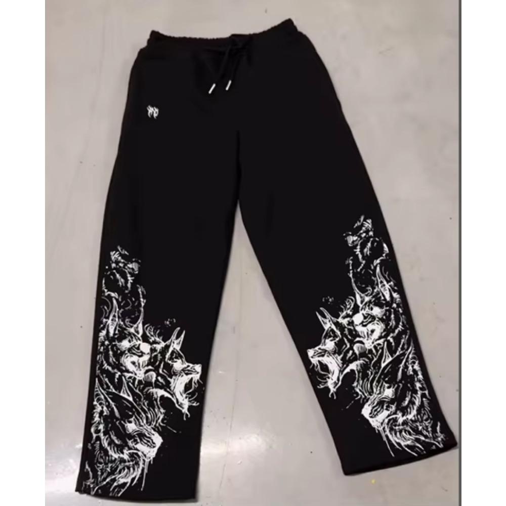 Fitness Sports Rue Principale Harajuku Y2K Hommes Femmes Coupe Ample Âme de Dragon Tendance Sombre Streetwear Pantalons de Jogging Décontractés