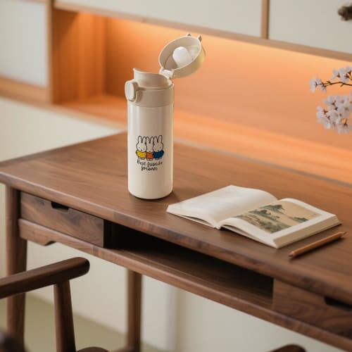 Miffy Thermos Water Bottle, One-Touch Operation, Large Capacity, Keeps Cold or Hot, Vacuum Insulated, Leak-Proof, Stylish and Cute, Unisex, Birthday G