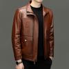 Winter leather leather jacket men's cowhide top leather locomotive mink hair liner jacket