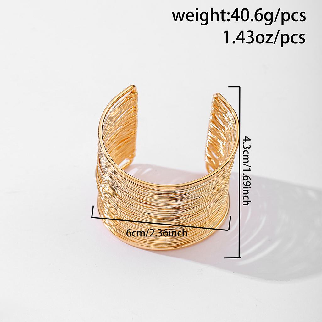 Punk wide version bracelet European and American jewelry brushed line alloy bracelet exaggerated gold opening bracelet
