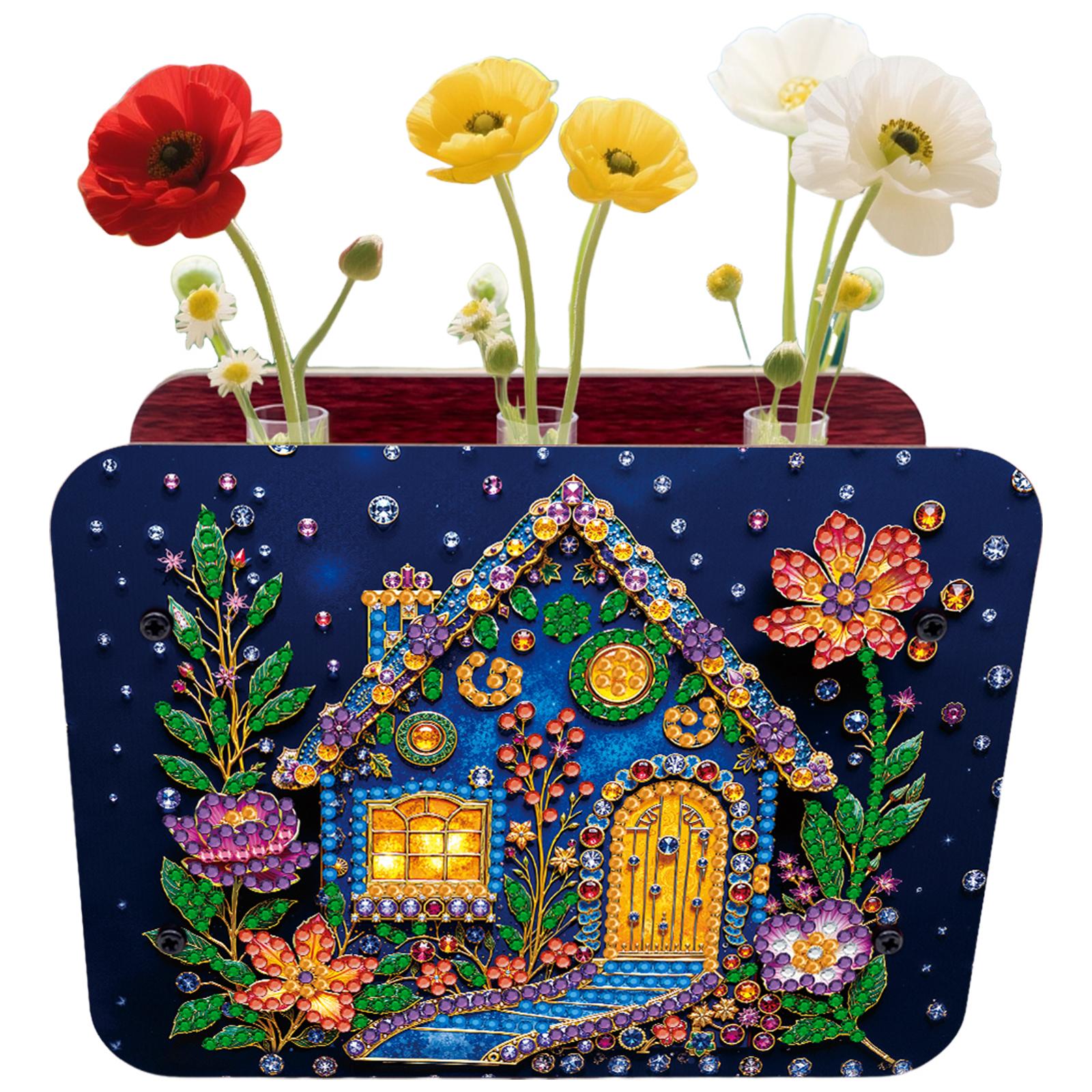 

DIY Diamond Painting Wooden Tube Vase Two-Sided Pattern 5D DIY Vase Diamond Painting Kit for Adults Gift Idea Home Office Decor