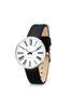 ARNE JACOBSEN STATION 53301-1601 Watch, 34mm, Scandinavian Design, Water Resistant (Quiet Design with No Second Hand), White with Black Leather Strap