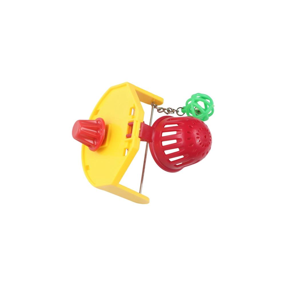 Random Color Bird Cage Mirror with Bell Hanging Parrot Basketball Toy  Parakeet