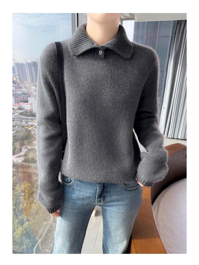 Women's High-Neck Knitted Pullover Wool Sweater - Long-Sleeved, Warm Autumn/Winter Top
