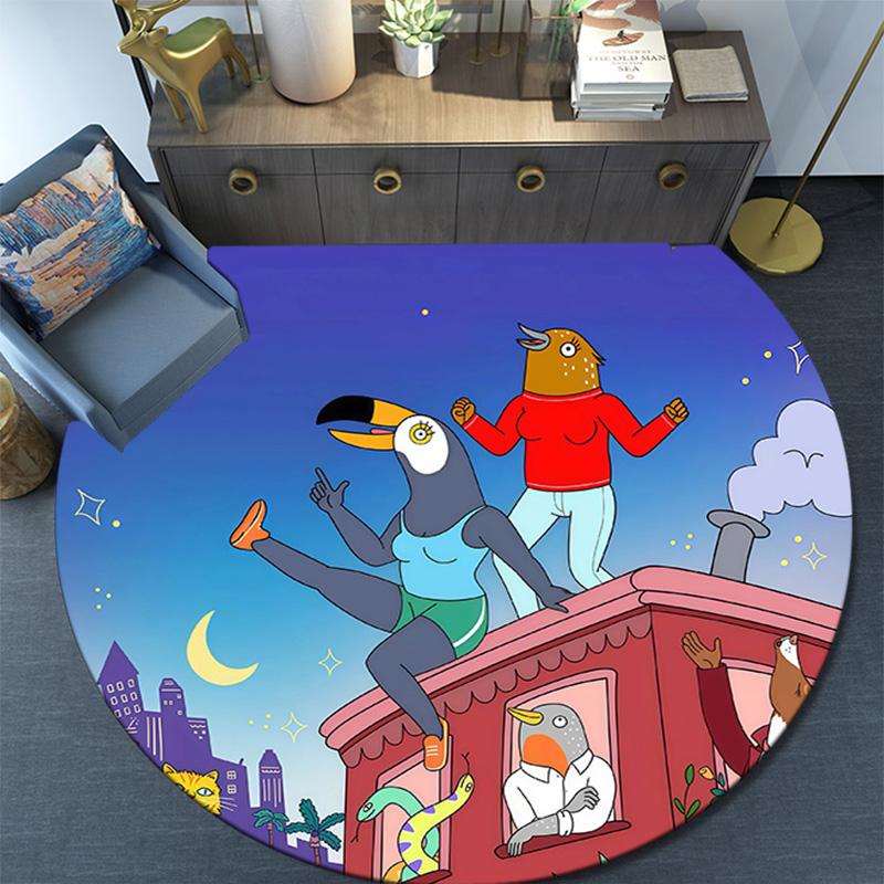 Tuca & Bertie Round Area Rug,Carpet Rug for Living Room Bedroom Sofa Playroom Decor,Non-slip Floor Mat