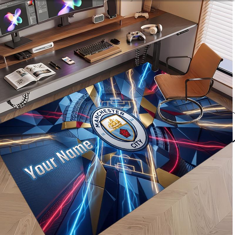 Personalized Crystal Velvet Carpet Manchester City Pattern Non Slip Floor Rug