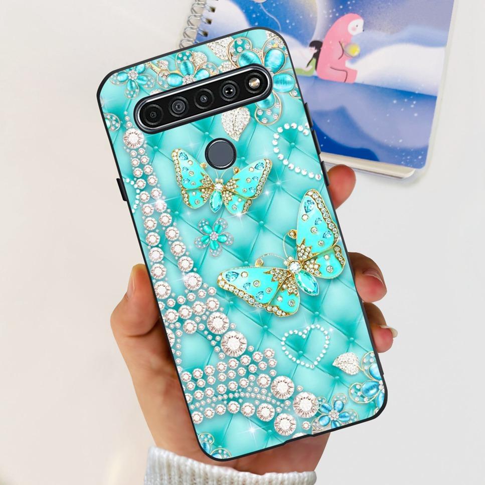 For LG K41S K 41S Case 2020 Black Silicone Cute Fashion Flower Shockproof Bumper For LGK41S LM-K410 Phone Back Cover 6.55" Funda