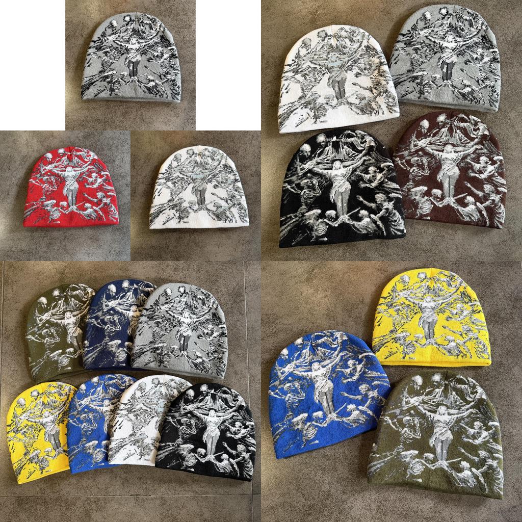 Y2k Street Fashion Knitted Hat With Thermal Acrylic Fabric For Winter And Fall Use