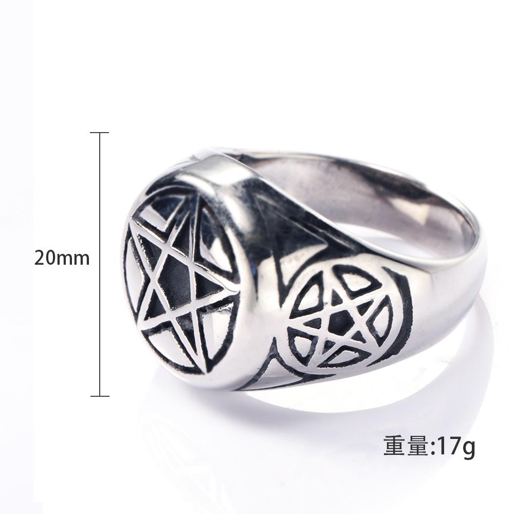 New Pentagram Stainless Steel Ring for Women Five-pointed Star Finger Ring Vintage Amulet Jewelry