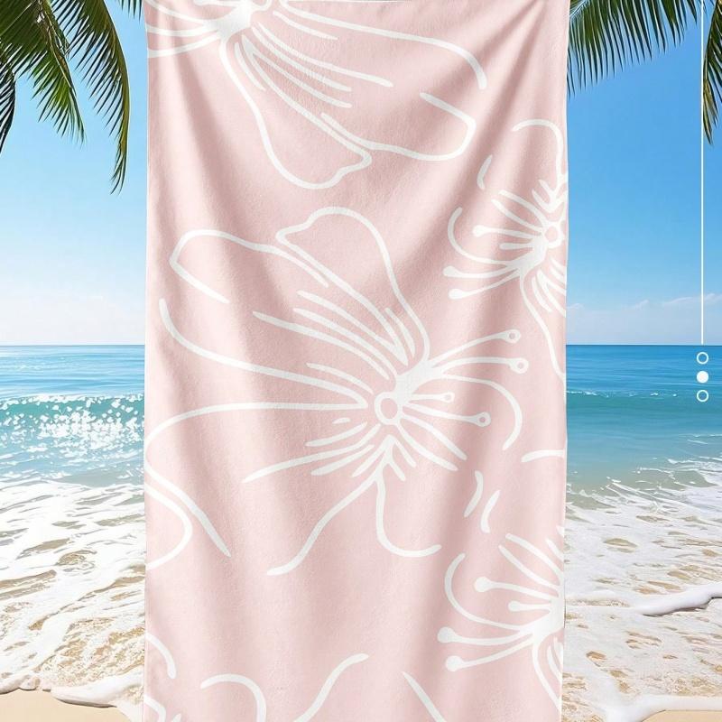 Gradient Color Palm Leaf Hot Summer Days Letter Print Quick Dry Microfiber Beach Towel Large Holiday Towel