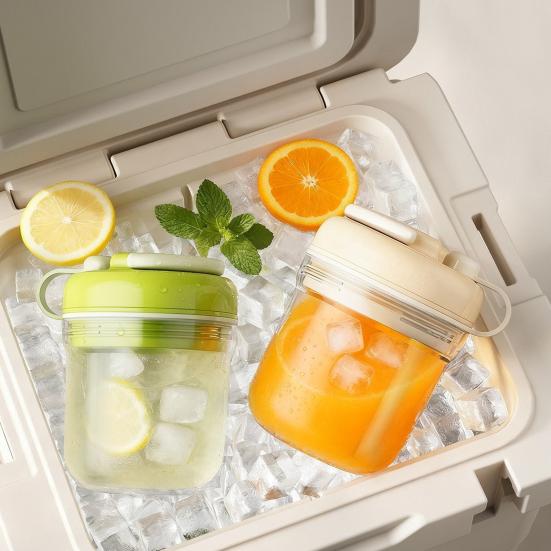2-in-1 Portable Ice Cube Maker And Tumbler with Straw Leak-Proof BPA-Free Plastic Cup Easy-Release Silicone Mold for Cold Drinks Travel Outdoor