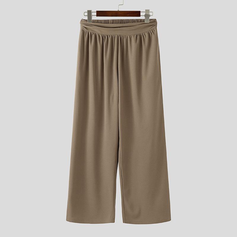 

INCERUN Men High Elastic Waist Casual Loose Texture Long Pants Trousers 5XL хаки