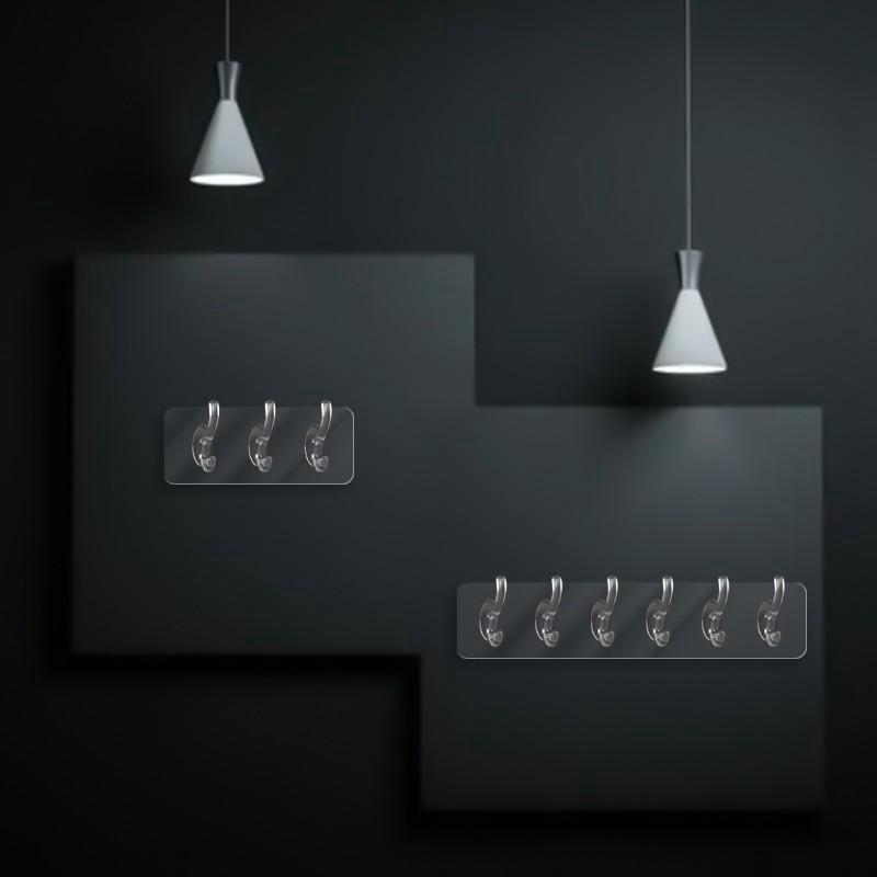 Hook Transparent Bathroom Wall Hanging Home Finishing Storage Tool Punch-free Continuous Row of Hooks Strong and Seamless Door Hanger