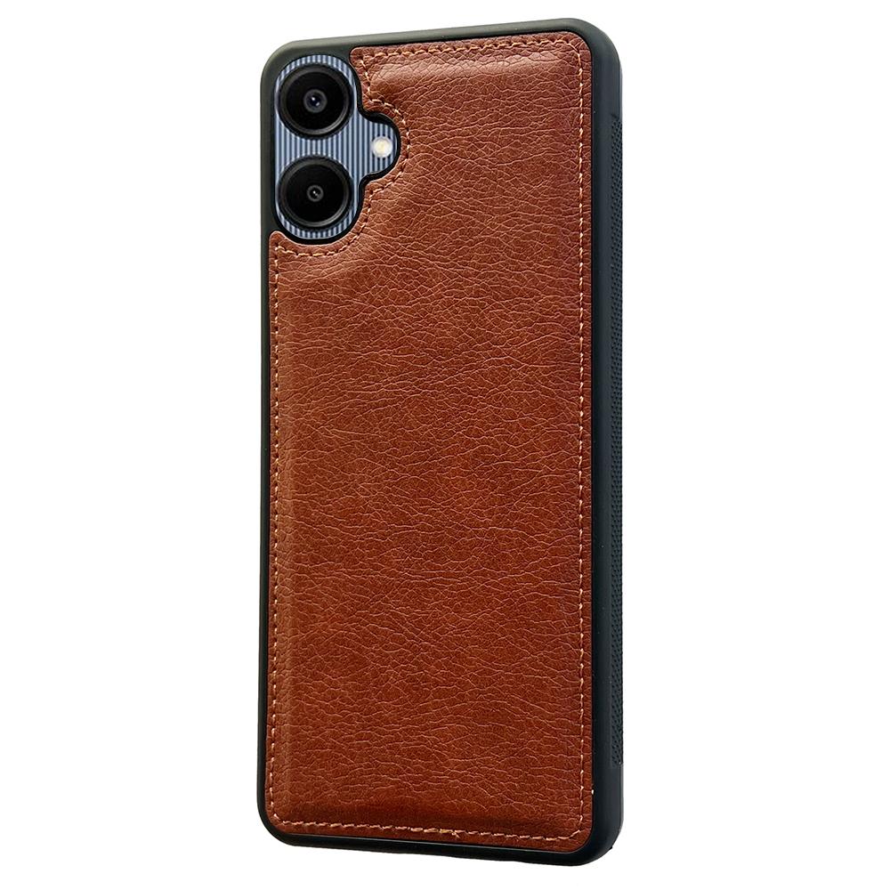 

For Samsung Galaxy A06 4G Case Calf Texture PU Leather Anti Fingerprint Back Phone Cover Brown