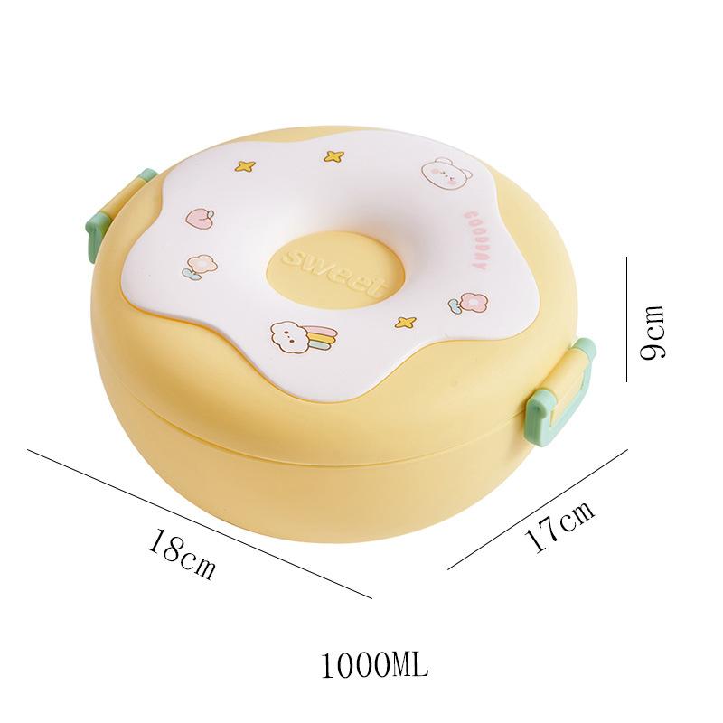 Lunch Box For Kid School Child Snack Box Donut Cartoon Leakproof Bento Box With Fork Spoon Lunchbox Kids School Lunch Boxes