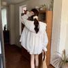 Camicie Vintage Dolci Volant Donna 4XL Bianco Elegante Oversize Protezione Solare Bluse Coreane Carine Manica Svasata Larghe Casual Top