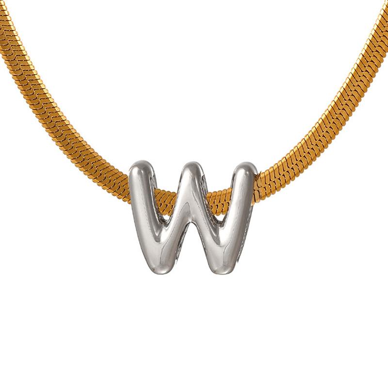 Titanium Steel Snake Bone Chain 26-Letter A-Z Initial Pendant Necklace Alphabet Choker Jewelry Holiday Gift For Women