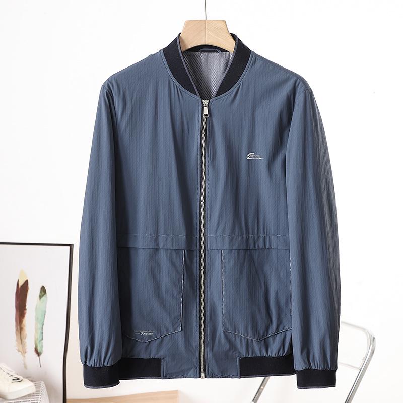 

H Brand Men s Wrinkle-resistant Baseball Collar Jacket - Spring/Autumn Elastic, Breathable, Windproof Coat 185 синій/сірий колір