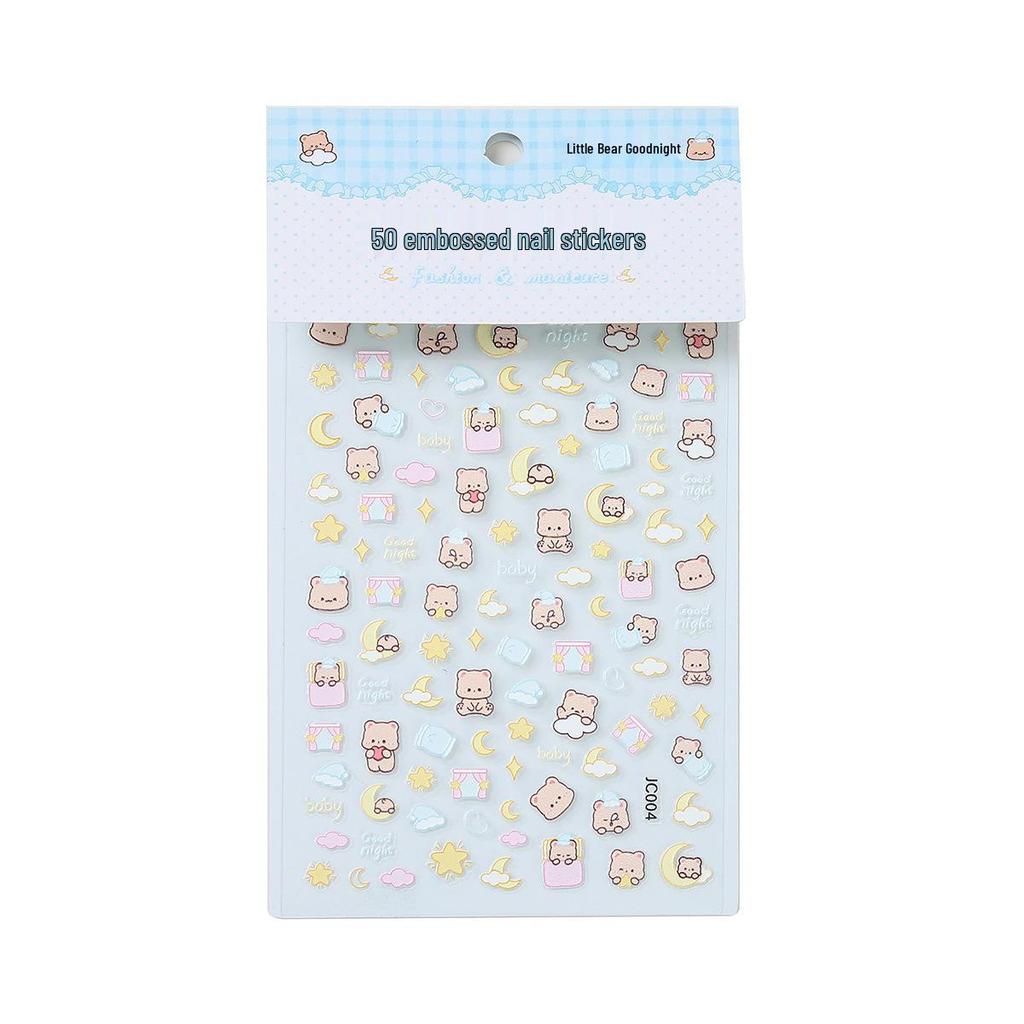 5D Luminous Cartoon Nail Stickers: Cute, Waterproof, 3D Embossed Decals for Kids' Nail Art