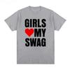 Τα Κορίτσια Αγαπούν το Swag Μου Κοντομάνικο T-shirt Αμερικανικό Αστείο Διασκεδαστικό Γράμμα Γκράφιτι Καθημερινό Ανδρικό και Γυναικείο Ζευγάρι Κορυφή