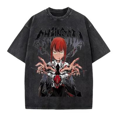 T-shirt Chainsaw Man Anime Maglietta Grafica Stile Vintage Cotone