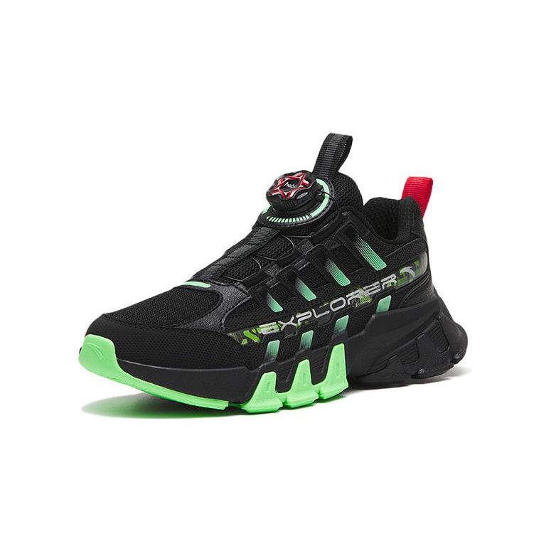 Anta Childrens Comfortable Daily Casual Shoes Kids Sneakers Black Green 312318802-7