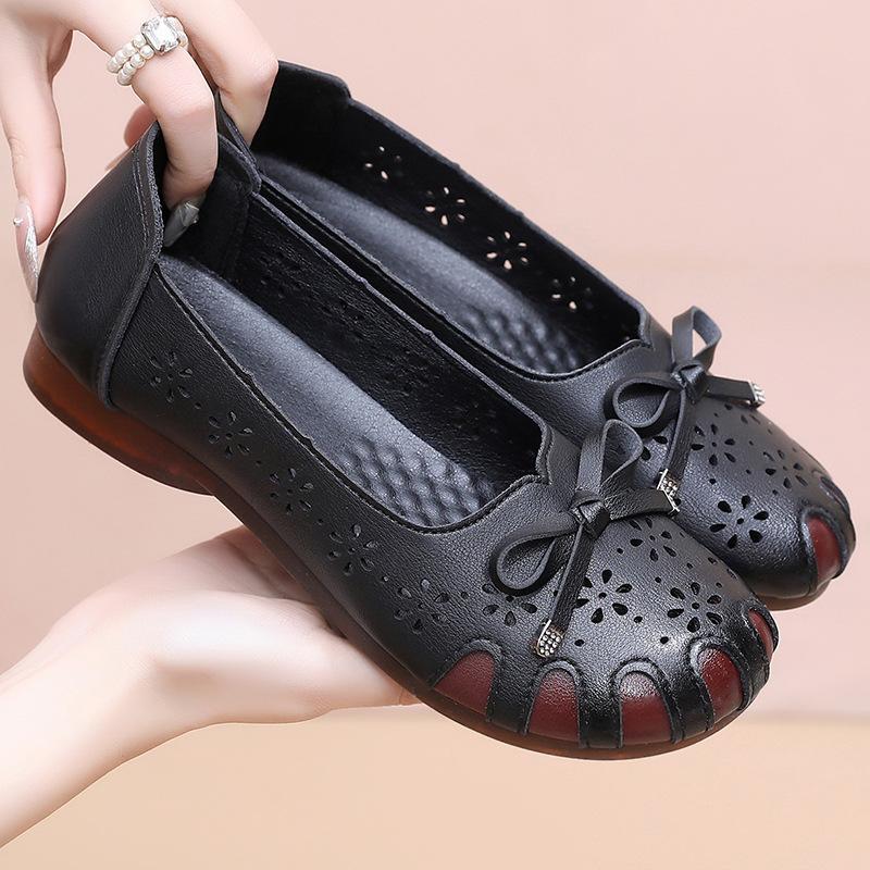 Comfortable non-slip Doudou shoes, spring and autumn middle-aged and old soft-soled one-pedal women's shoes, summer shallow-mouth single shoes