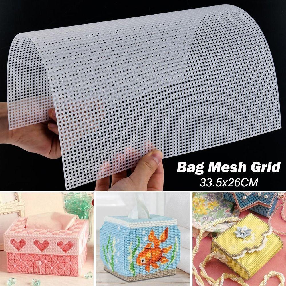 Purse Making Supplies 7CT Bag Mesh Grid White Black Plastic Bag Sheets 33.5x26CM Net Cover Acrylic Yarn Crafting Knit