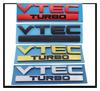 3D ABS Red Chrome Black Logo VTEC TURBO Logo Car Trunk Sticker Badge Car Accessories(Chrome-blue)