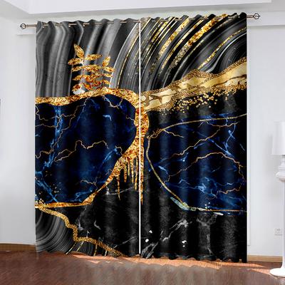 Perdele pentru fereastră cu model de marmură auriu albastru pentru camera de zi Dormitor Voile perdele din organza Draperii