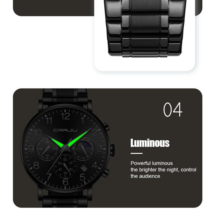 CRRJU-2276 Men's Watch Casual Personality Watch Men's Watch Student Watch Simple Steel Band Calendar