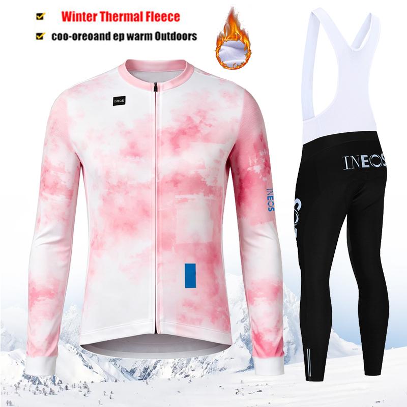 2027 INEOS Pro Team-Thermal Fleece Cycling Clothing Set for Men, Road, Mountain Bike, Bicycle Clothes, MTB Maillot, Winter, New