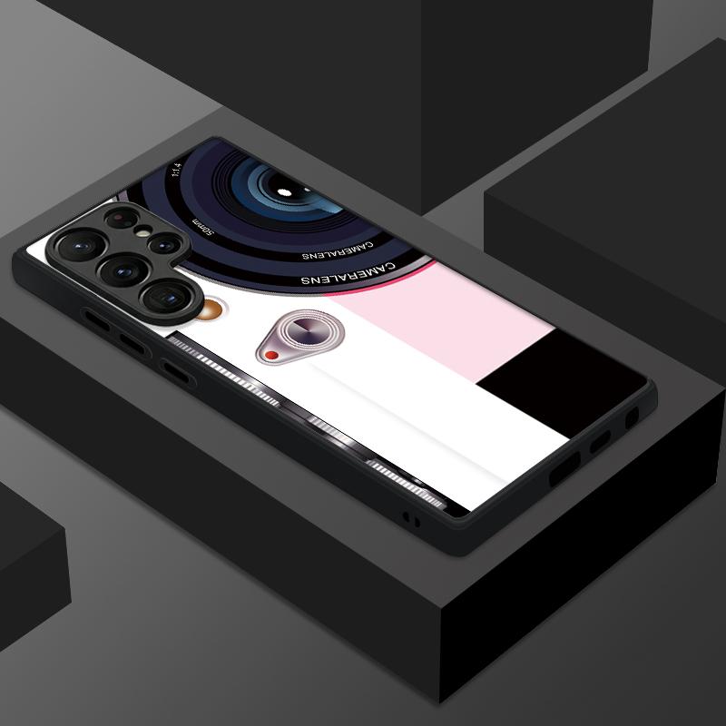 Thin Ring Magnetic Phone Case For Samsung Galaxy S26 Ultra S25 FE S24 S23 S22 Plus S21 FE Abstract Geometry Style Hybrid TPU+PC Matte Cover