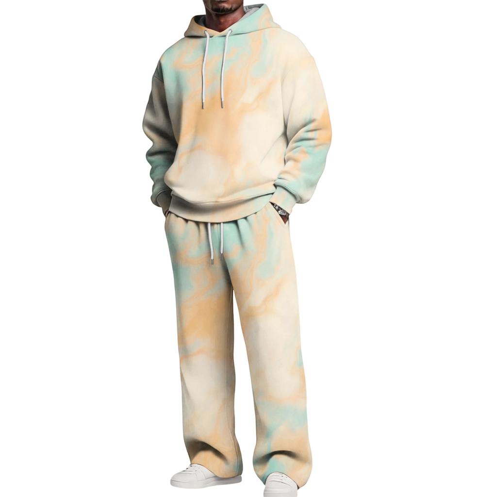 Men's Hoodie and Sweatpants Set with Elastic Waist, Casual Two Piece Outfit