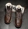 Winter Warm Men Boots Pu Leather Fur Plus Men Snow Boots Handmade Waterproof Working Ankle Boots High Top Men Shoes