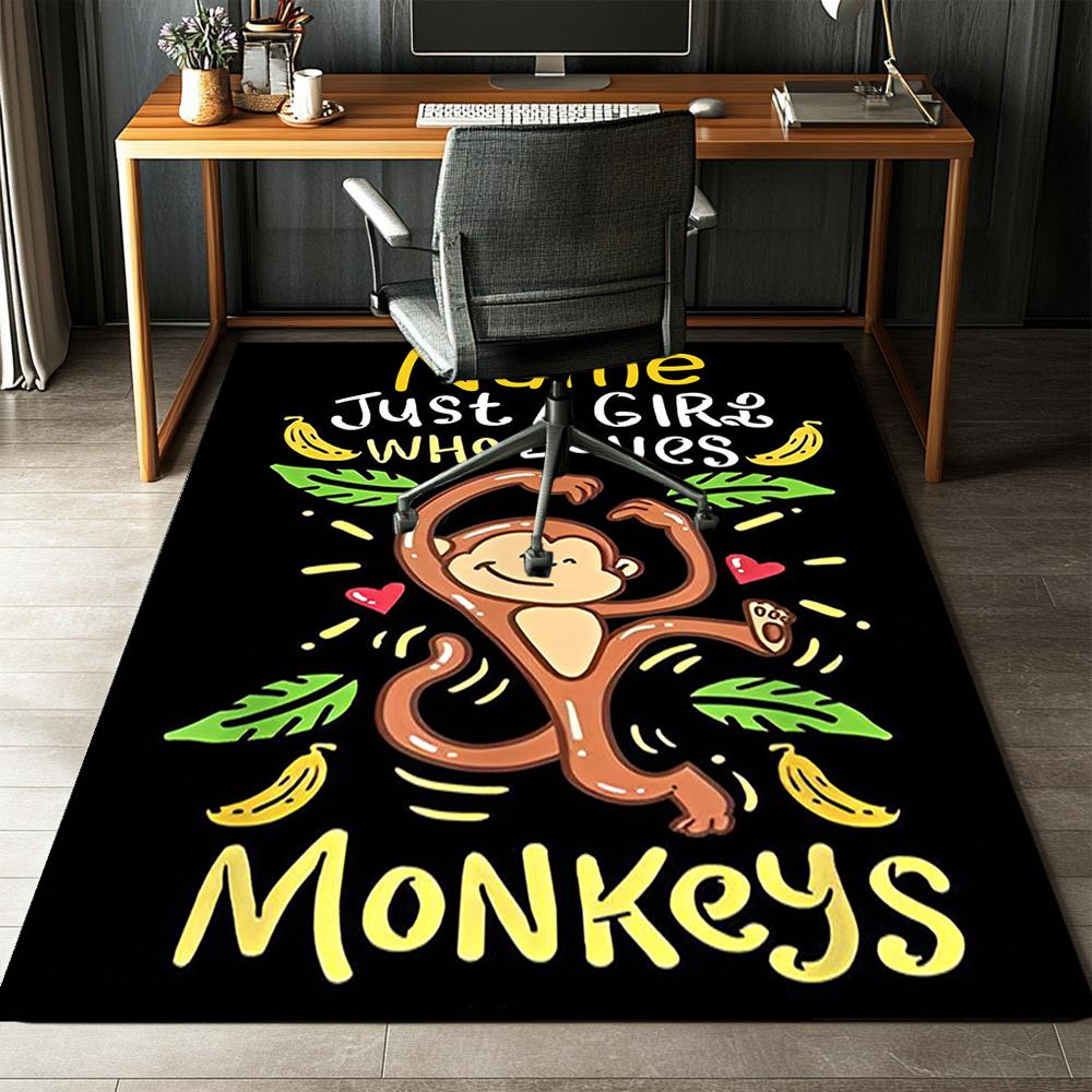 Custom Name Monkey Printed Carpet,Rug for Office Chair Living Room Bedroom Kitchen Room Decor Gifts.